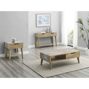 Table d'appoint incrustée de pierre frittée brune DB Calgary pour meubles de salon - Product Image 3