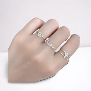 时尚高品质女式饰品结婚订婚戒指开口可调尾环925纯银戒指