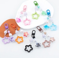 Colgante de correa de teléfono con abalorio de estrella hueca, colgante de cuentas acrílicas coloridas, accesorios para llavero, cordón para teléfono móvil, joyería