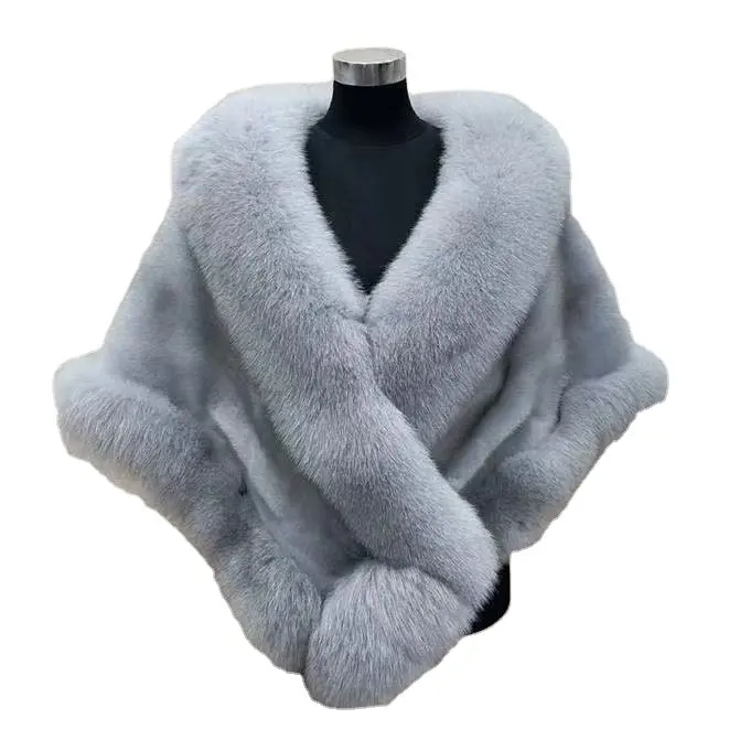 Ladies Shawl Scarf Sleeveless New faux mink and fox fur collar Patchwork Winter Coats For Women Party Women Fur Punk Coat