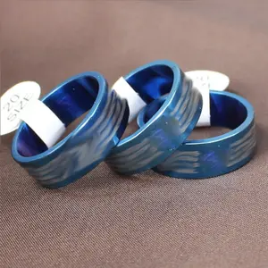 2401 zhongqi selling stainless steel jewelry flat marking line pattern lettering titanium ring manufacturers wholesale