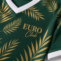 Maillot de football EURO Club Tropical Leaf à sublimation intégrale, col en V, personnalisable avec nom et numéro, 100 % polyester, faible MOQ