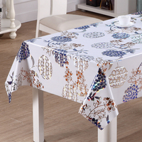 Nappe en vinyle imprimée au laser RNPT avec motifs à pois lavande, dos en PVC et tissu blanc pour la salle à manger