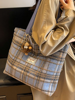Sac à main grande capacité à carreaux - 2 compartiments, sac à bandoulière, sac de shopping pour femme, sac bandoulière pour femme