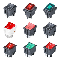 Interrupteur à bascule série JC-KCD4-B 4/6 broches 6A 250V 10A 125V avec LED rouge/verte/bleue/jaune ou sans LED ON-OFF