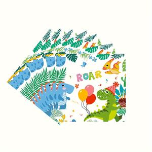 Ensemble de vaisselle jetable <span class=keywords><strong>dinosaure</strong></span> dessin animé pour anniversaire assiettes en <span class=keywords><strong>papier</strong></span> non couché serviettes en <span class=keywords><strong>papier</strong></span> tasses en <span class=keywords><strong>papier</strong></span> décorations de Table de fête - Product Image 2