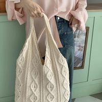 Tas Selempang Rajut Wanita, Tas Pantai Musim Panas, Tas Tangan Boho Kasual, Dompet Liburan, Buatan Cina, Tanpa Penutup