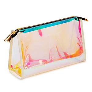 Bolsa de Cosméticos de PVC Holográfica Iridiscente, Impermeable, Transparente, con Cierre Dorado, Organizador de Artículos de Aseo para Viaje - Product Image 6