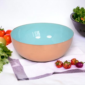 Tazón para servir de Metal azul moderno, mesa de comedor navideña de hierro esmaltado, centro de mesa para sopa, ensalada de frutas u otras cocinas - Product Image 6