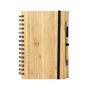 Fsc eco friendly bamboo notebook recycled wooden cover notebook custom journal diary planner