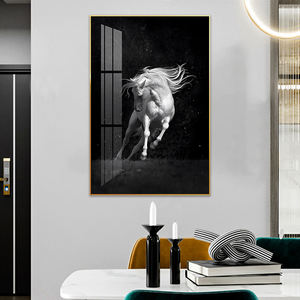 <span class=keywords><strong>Blanc</strong></span> course <span class=keywords><strong>cheval</strong></span> peinture animal luxe mur art pour la maison décoration murale photo impression toile <span class=keywords><strong>et</strong></span> affiches moderne - Product Image 4