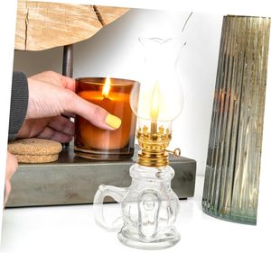 Đèn dầu hỏa thủy tinh sang trọng cổ điển, thân đèn bằng kim loại chắc chắn, đèn dầu trang trí nhà cửa phong cách, vật trang trí trung tâm cho lễ Phục Sinh và các dịp khác - Product Image 2