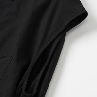 Robe chemise sans manches 100% coton pour femme, robe midi asymétrique, col drapé décontracté, poche, robe d'été unie, noire