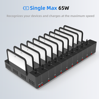 Station de charge USB C multi-appareils 360W à 10 ports avec rangement pour téléphones portables et tablettes
