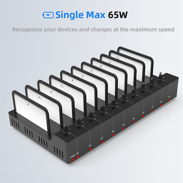 360w 10 Port USB C Multiple Device Charger Dock Cell Phone Tablet Devices USB Charging Station USB Charging Station with Storage