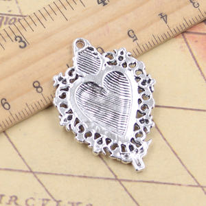 Tengkorak mahkota api hati antik logam jimat perak Tibet liontin perunggu untuk DIY perhiasan antik membuat 41x29MM paduan utama - Product Image 4