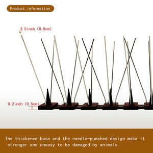 Chingyoo Lot de 10 pointes anti-oiseaux en acier inoxydable massif - Contrôle écologique des nuisibles pour pigeons, chiens, corbeaux - Montage sur clôture/rampe/toit - Product Image 3