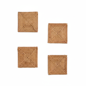 Tasse à thé et à café Dessous de verre carré en rotin Tissé à la main Porte-tasses à thé pour boissons Dessous de verre en rotin naturel - Product Image 1