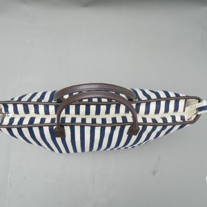 Custom Striped Nylon Tote Bag Canvas Shopper with PU <b>Handles</b> OEM <b>Handbag</b> OEM ODM for Stylish Wholesale Customization Service - Product Image 5