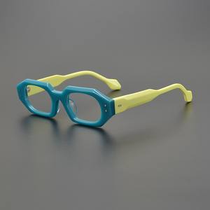 Monture de lunettes de vue unisexe haut de gamme en acétate, carrée, à monture complète, couleur bonbon rétro, faite à la main, à bord large, anti-lumière bleue, à changement de couleur - Product Image 3