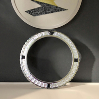 Montre de luxe en acier inoxydable de 40 mm avec pierres précieuses, lunette personnalisable avec logo, remplacement saphir, rubis, zircon, diamant