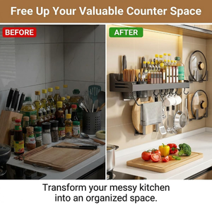 <strong>Spice</strong> <strong>Rack</strong> Hanging <strong>Spice</strong> <strong>Rack</strong> Kitchen Shelf Wall No Drilling <strong>Spice</strong> Organiser with Knife Slot Hook Cup Kitchen Shelf Wall - Product Image 4