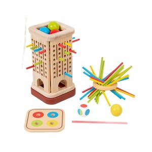 Jeu de tirage en bois personnalisable trois-en-un pour l'éducation précoce, puzzle de reconnaissance des couleurs, jeu de société interactif parent-enfant - Product Image 4
