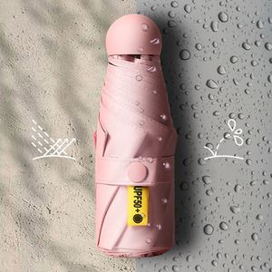 Parapluie de poche mini OEM promotionnel, cadeau d'affaires personnalisé, ultra léger, 6 baleines, pliable en 5 sections, avec poignée anneau et logo, protection UPF50+ - Product Image 3