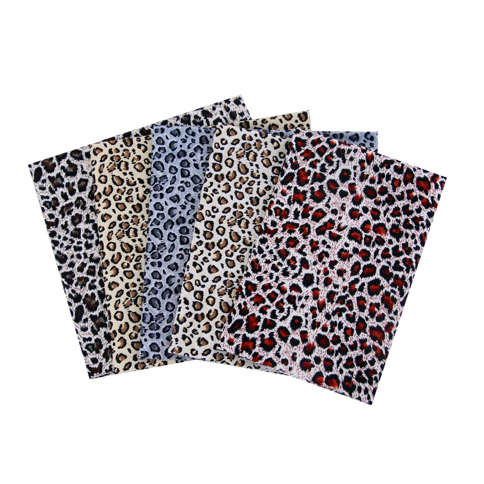 5 Pieces 19 x 19 Inch Cotton Fabric Quilting Leopard Patchwork Square Bundles Animal Print Fabric for Sewing DIY Crafts