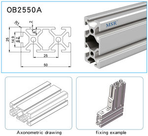 Китай OEM OB2550A 25x50 мм легкий Т-образный алюминиевый экструзионный профиль с ЧПУ для 1515 рамы 1640 2020 2525 2550 #8019 - Product Image 2
