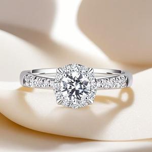 Cincin modis 18k lapis emas putih, cincin perak 925 dengan Vvs1 Moissanite berlian, cincin janji kustom untuk wanita - Product Image 1