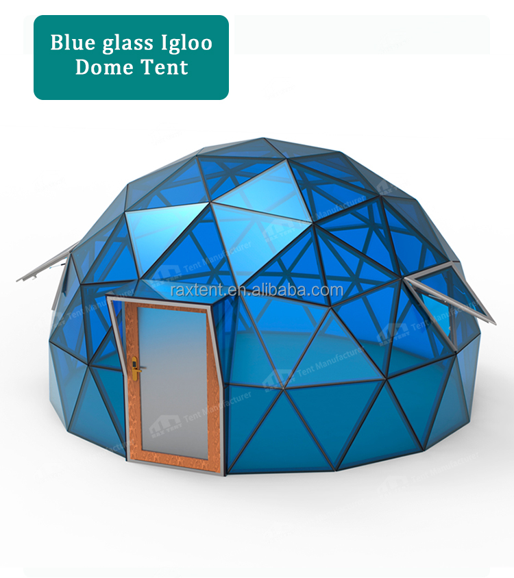 Tente dôme en verre bleu
