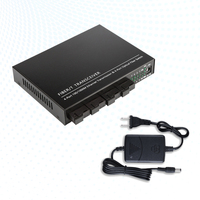 Konverter Media Serat Optik 4 Port RJ45 Switch Ethernet Industri dengan 10/100/1000Mbps untuk Jaringan CCTV