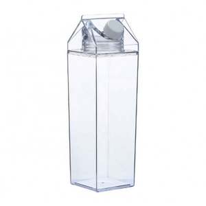 <b>Plastic</b> Clear Milk Carton Shaped Leak-Proof Water Bottles with Lid Direct <b>Drinking</b> Portable for Party Use Unisex - Product Image 6