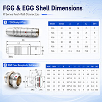 Conector Circular Metálico Serie K IP68, Tipo Push-Pull FGG EGG, Intercambiable 1:1, 2, 10, 16, 26 Pines, Conector de Señal de Alta Densidad para Sensor
