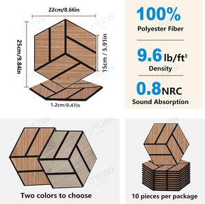 Panel <span class=keywords><strong>Acústico</strong></span> Decorativo de Madera <span class=keywords><strong>para</strong></span> Interiores, Panel <span class=keywords><strong>Acústico</strong></span> Hexagonal Insonorizante con Acabado de Chapa de Madera y Flecos de Poliéster <span class=keywords><strong>para</strong></span> Paredes - Product Image 6