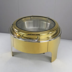 Plato de frotamiento de acero inoxidable dorado de lujo con ventana 9L calentadores de comida eléctricos para restaurante Buffet Set Display <span class=keywords><strong>Chafing</strong></span> <span class=keywords><strong>Dish</strong></span> - Product Image 3