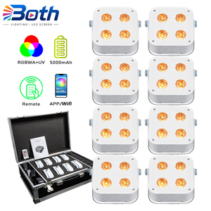8 piezas con estuche IR4 4X12W RGBWA UV LED Par Can, luz inalámbrica a batería para bodas, DJ y espectáculos - Product Image 1