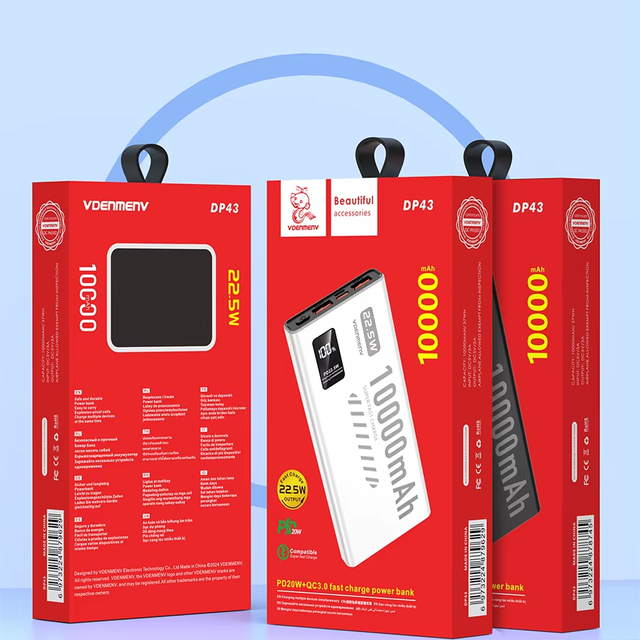 VDENMENV 10,000mAh PD20W+QC3.0 Overcurrent and Overvoltage Protections, 22.5W Fast Charge Power Bank with LED Digital Display