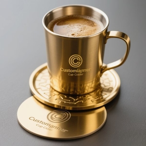 Services de production personnalisés en usine sous-verres en aluminium brillant sous-verres carrés ronds en métal support personnalisé logo laser - Product Image 3