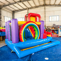 Château gonflable commercial avec toboggan, en PVC durable, pour événements intérieurs/extérieurs, capacité de 500 kg, installation facile