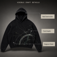 Sweat à capuche noir Original Forest Orbit avec motif abstrait inspiré du web, pull unisexe pour streetwear, collection printemps, ODM, respirant, en tissu multicouche