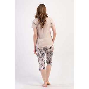 Traje de dormir capri ovalado de manga corta con cuello redondo para mujer - Product Image 1