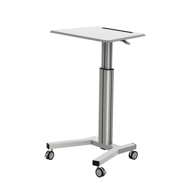 Mobile Stand Laptop Desk Cart Convertible Height Adjustable Ergonomic Workstation Pneumatic Gas Lift Four Bottom Rolling Wheels