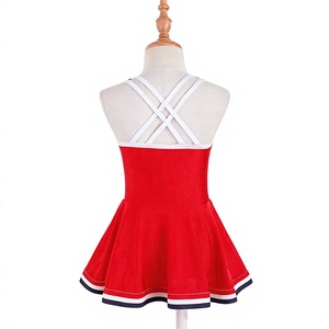 Uniforme de cheerleading pour femmes, deux pièces, haut plissé évasé rouge, vêtements d'équipe personnalisés pour l'école, le club, la formation, vente en gros OEM, vêtements de sport - Product Image 5
