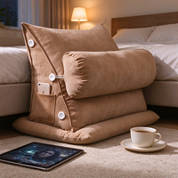 Coussin de lecture triangulaire, cale de soutien corporel, rembourré en polyester, lavable, tricoté, pour lit, canapé, allaitement