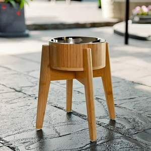 ชามอาหารสุนัขยกสูง15นิ้วสำหรับสุนัขพันธุ์ใหญ่-74ออนซ์ที่ใส่อาหารทำจากไม้ไผ่พร้อมจานสแตนเลส - Product Image 6