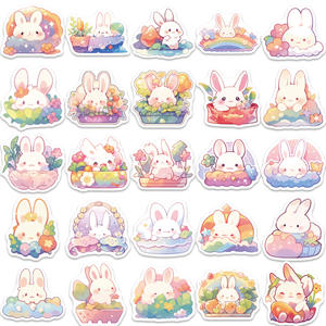 Autocollants promotionnels Kawaii Lapin Blanc Arc-en-ciel Dessin Animé Mignon Lapin Aquarelle pour <span class=keywords><strong>Ordinateur</strong></span> <span class=keywords><strong>Portable</strong></span> Bouteille d'Eau Scrapbook - Product Image 4