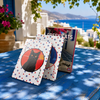 Cartes à Jouer avec Photos de Chats Grecs - 54 Motifs de Chats Uniques, Écologiques, Durables, Coins Arrondis, Logo Personnalisé, Finition Vernie en Couleur