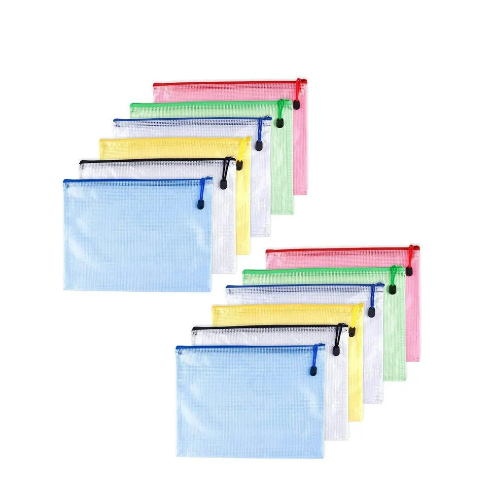 30 Pack 10 Kleuren Rits Pouch Mesh Zipper Bag Plastic Rits Bestand Mappen A4 Size Voor Kantoorbenodigdheden Cosmetica reizen St